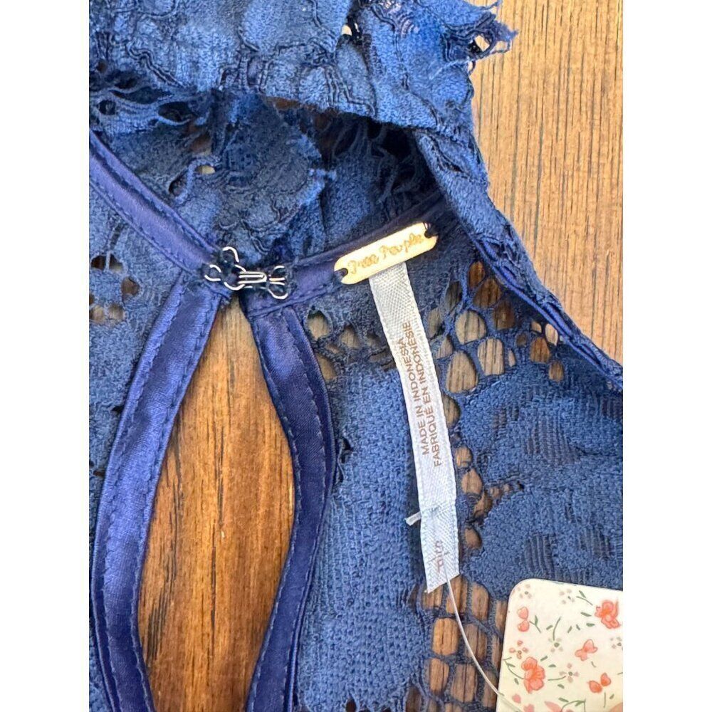 Free People Womens Halter Lace Top Sweet Meadow Dreams In Blue Sz S - Picture 7 of 11